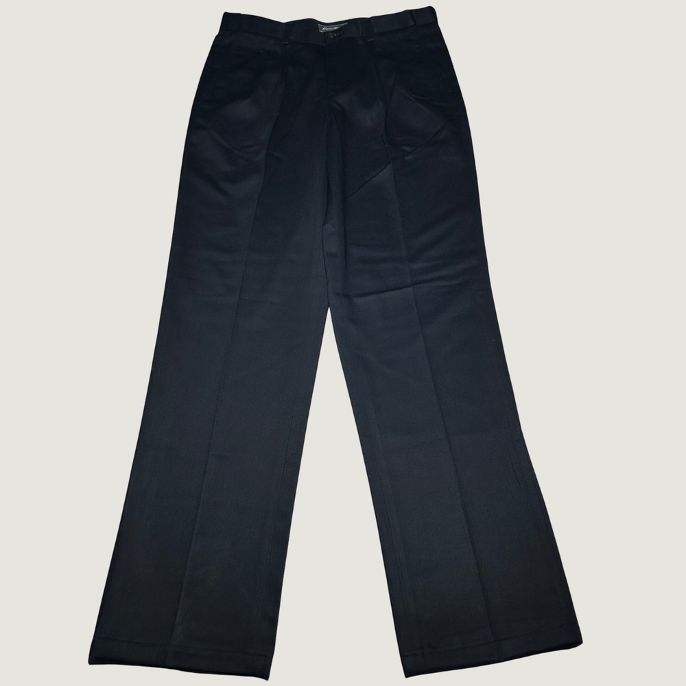 NEW Eddie Bauer Pleated Relaxed Chino Pants Mens 34x37 Wrinkle Free Black Casual
